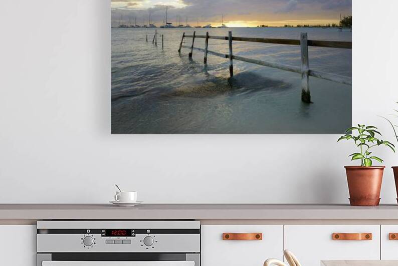 Old fence running into the ocean by Kevin Oke