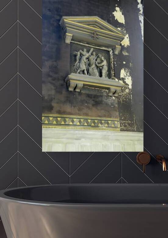 Carved crucifixion scene Eglise Saint Pothin by Kevin Oke