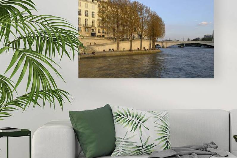 Seine River bank at sunset Paris by Kevin Oke