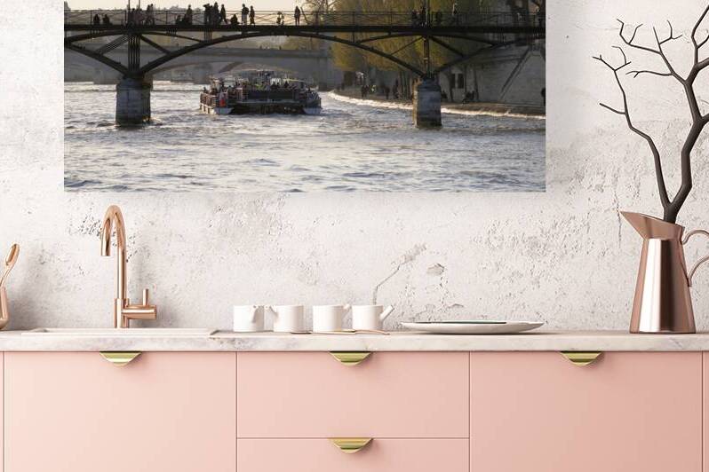 Tourist boat passing under Pont des Arts. Paris by Kevin Oke