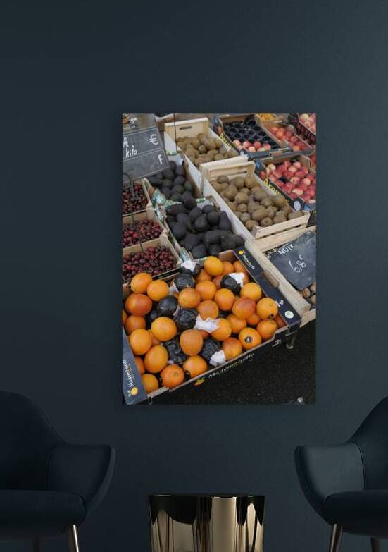 Oranges and avocados at a street market Châtillon sur Loire Centre France by Kevin Oke