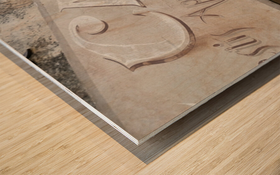 Cafe sign in Lourmarin Wood print